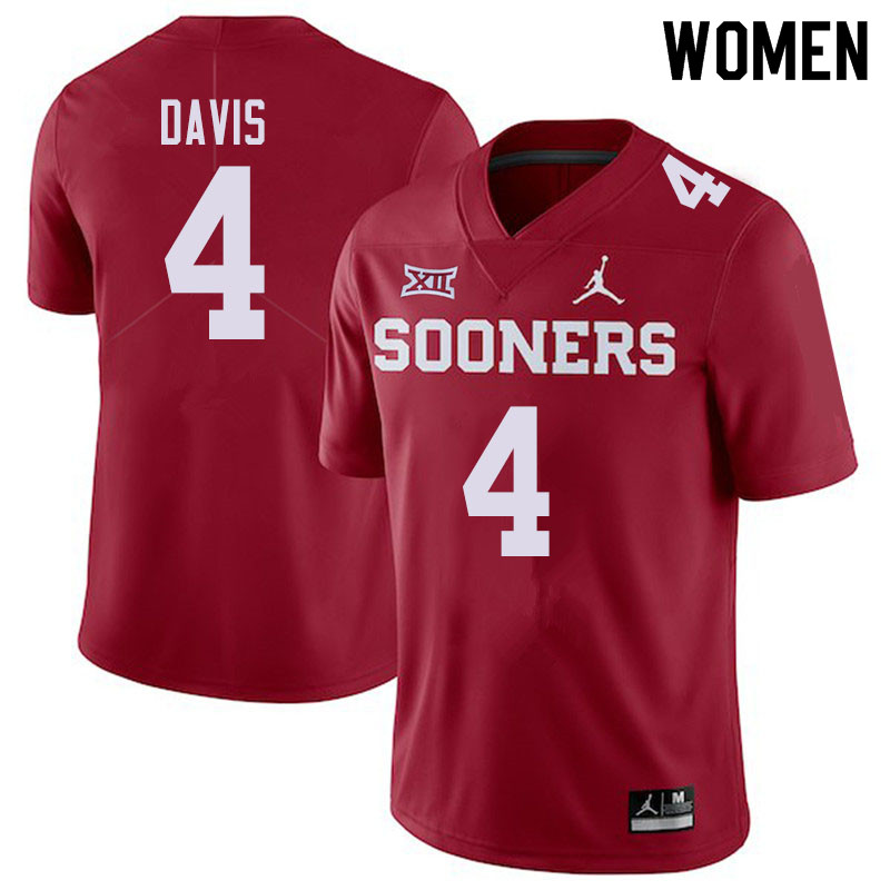 Jordan Brand Women #4 Jaden Davis Oklahoma Sooners College Football Jerseys Sale-Crimson